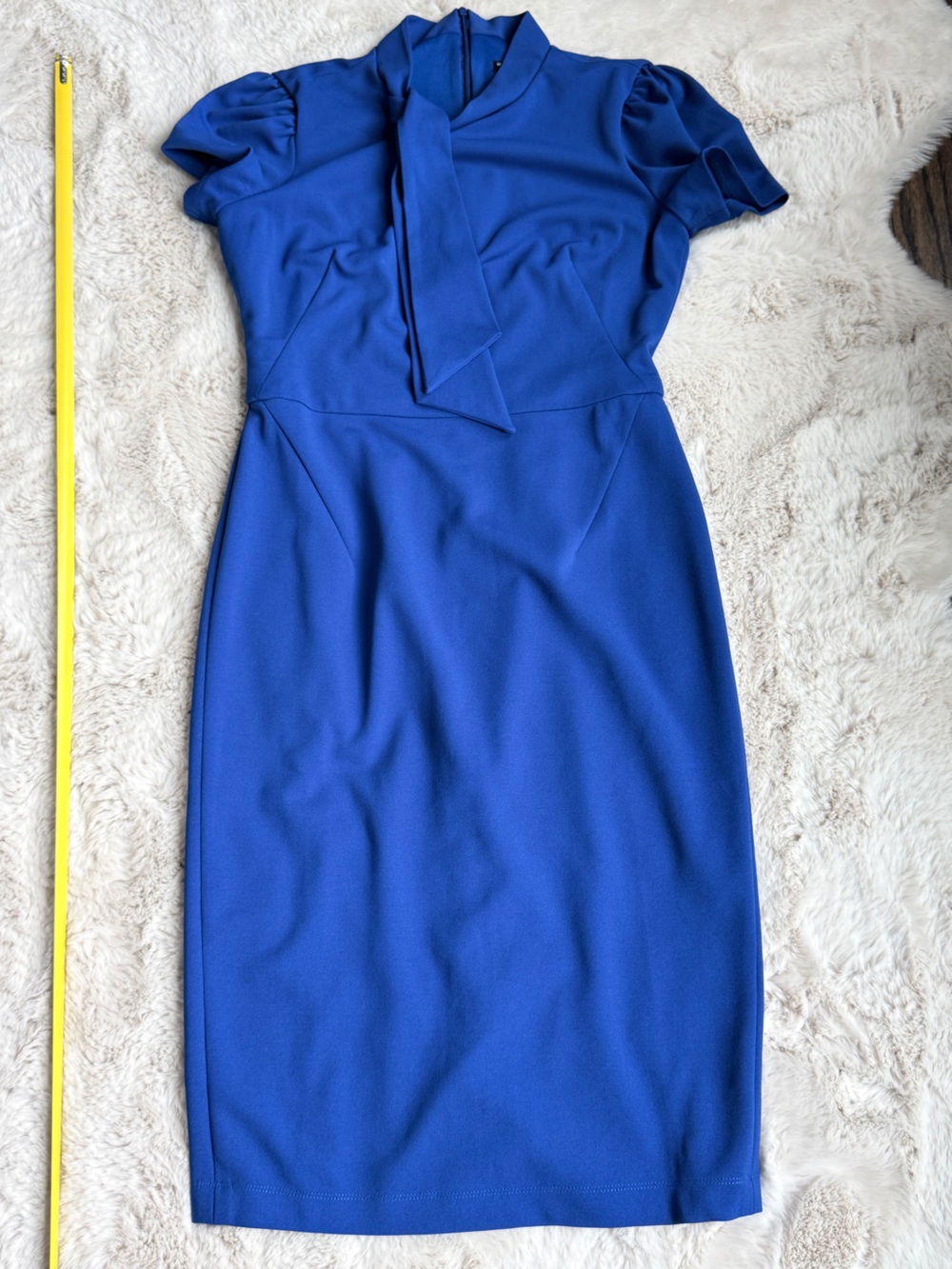 Maggy London Royal Blue Tie-Neck Midi Dress